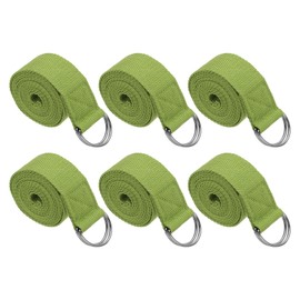 PATIKIL Yoga Strap for Stretching 8 Feet, 6Pcs Cotton Yoga Belt with Adjustable Metal D-Ring Buckle Stretch Bands for Fitness Pilates, Dark Green