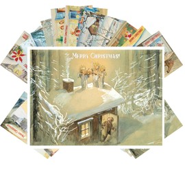 PIXILUV Vintage Postcards (24 pcs 4"x6" each) Gorgeous Cartoon Illustrations of the Christmas Season Vintage Christmas Postcards Retro Greeting Card Poster Reprint