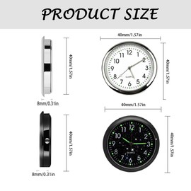 2 x Mini Vehicle Dashboard Clock, Luminous Car Dashboard Clock, Air Vent Clip Clock, with Double-Sided Sticker and Ventilation Clip, Suitable for Car Decoration