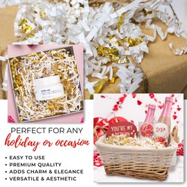 MagicWater Supply - 5 oz - White & Gold - Crinkle Cut Paper Shred Filler great for Gift Wrapping, Basket Filling, Birthdays, Weddings, Anniversaries