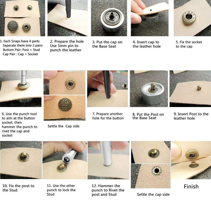 Weddecor 200 x 12mm & 15mm S-Spring Snap Fasteners Buttons