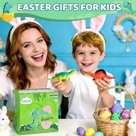 Bath Bombs for Kids with Surprise Toys Inside, Easter Gifts for Kids, XXL Dinosaur Toys Bath Bomb Eggs Gift Set, Easter Gifts for Boys 3 4 5 6 7 8 9 Year, Gentle and Kid Safe Bath Fizzy