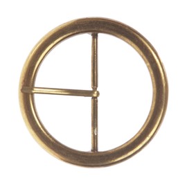 2 3/8" (60 mm) Single Prong Round Circle Center Bar Belt Buckle, Brass