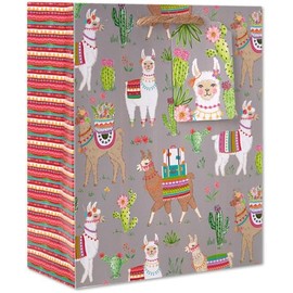 LUXPaper Medium Gift Bags | 4" x 8" x 10" | Dolly Llama | 5 Qty
