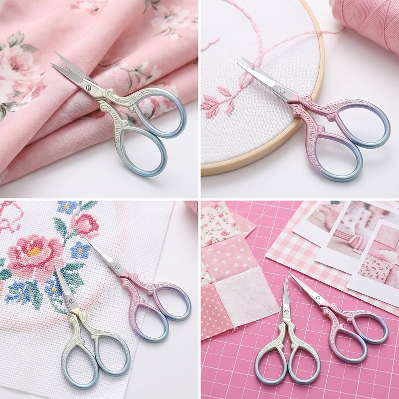 2 Pack Embroidery Scissors with Covers, Small Needlepoint Scissors (Style1)