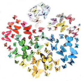 72Pcs 3D Butterfly Wall Decals Removable DIY Wall Stickers, Home Decor, Art Decor, for Kids Room Bedroom Background Decoration(72 pcs in 10 Colors)