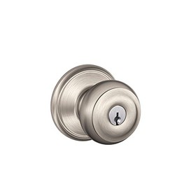 Schlage F51A GEO 619 Georgian Door Knob, Keyed Entry Lock, Satin Nickel