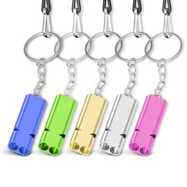 PolySky Emergency Whistle With Lanyard, Disaster Preparedness, Outdoor, School, Gym, Camping, Hiking, Coaching, Refereeing, Lifeguard Tool (Gold/Silver/Rose Red/Green/Blue)
