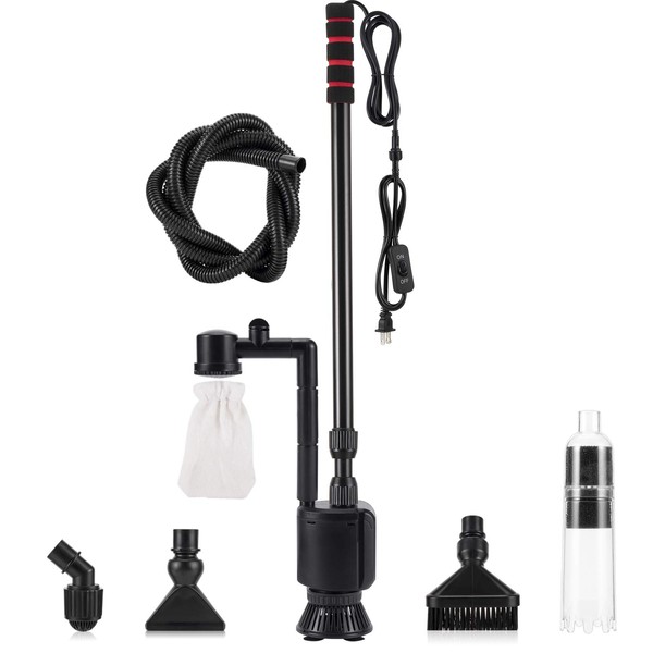 AQQA Aquarium Gravel Cleaner Kit,6 in 1 Electric Fish Tank Vacuum Cleaning Tools Water Changer,Multifunction Wash Sand Filter Water Circulation 110V 60Hz/ 20W 320GPH