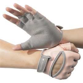 Navaris Women's Gym Gloves - Breathable, Sweat-Wicking Weight Lifting Gloves - Gym Accessories for Weightlifting Training, Workouts, Rowing, Fitness & Calisthenics - Pink, Size M