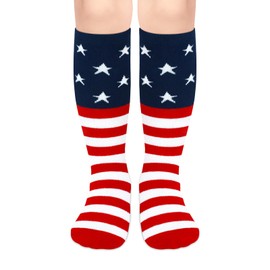 Sarfel Toddler American Flag Socks 4th of July Kids USA Accessories Red White and Blue Socks Girls Patriotic Outfit Boys