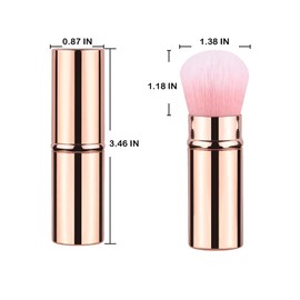 Xinpinzhou Gold Retractable Makeup Brush, Retractable Blush Blusher Face Powder Kabuki Foundation Brush for Cheeks
