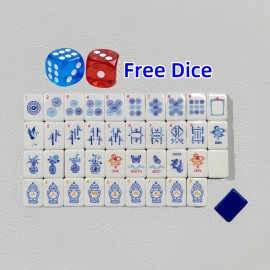 Superior Resin 160 Tiles Comprehensive Classic Style Hand-Painted Pattern American Mahjong Set for Adults Leisure GamingSize: 1.26*0.95*0.63 Inch, Color: Blue White Porcelain