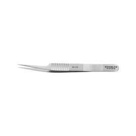 Excelta Cobaltima Angled/Curved Tweezers, Micro Fine Pointed, Anti-Magnetic, Heat Resistant to 932°F (500°C), Features Serrated Handles for Better Control, Elite