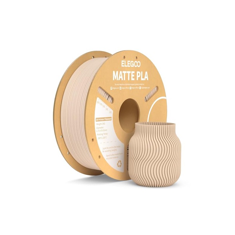 ELEGOO Matte PLA Filament Beige 1KG, 1.75mm 3D Printer Filament