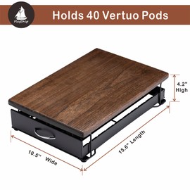 FlagShip for Nespresso Pod Drawer Vertuo Pod holder Coffee Pod Organizer Modern Style And Coffee Machine Stand Wood Top(40 Pods Capacity)