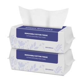 Soft and Dry Wipe, Disposable Face Towels, 100% Cotton, Extra Thick Soft Cotton Dry Wipes, Facial Tissue for Cleansing, Lint-Free, for Cleaning Face Makeup Removing Travel 20 * 20cm(Pack of 2)