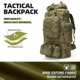 HongXingHai 100L Camping Hiking Backpack,Molle military Tactical rucksack backpack,Waterproof Lightweight Hiking Backpack (Ruin Green)