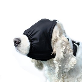 DELIFUR Dog Muzzle Pet Eye Cover Dog Blindfold Thunder Cap for Dogs Eye Mask Nylon Shading for Grooming Anti Car Sickness Adjustable(M)