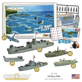 Warlord Cruel Seas US Navy Fleet War Game - 1:300 Role Playing Strategy Board Games for Adults, Table Top WWII Strategic Wargaming Kit, Tabletop Military History