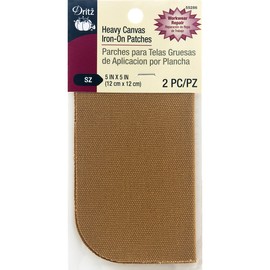 Dritz Iron-On Heavy Canvas Patches 5"X5" 2/Pkg Golden Light Brown