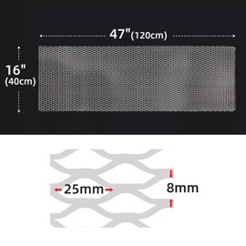 AggAuto AggAuto 47x16 inches Car Pickup Truck Grill Mesh Spoiler Bumper Vent Aluminum Alloy Automotive Grille Insert Air Intake Racing Seagull Hole 8x25mm Silver