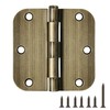 6 Pack Antique Brass Door Hinges 3.5 Inch Black Interior
