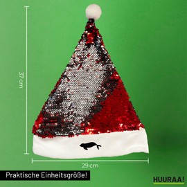 Huuraa Nikolausmütze Robbe Silhouette Geschenk Pailletten Rot/Weiß Filz Weihnachtsmannmütze Erwachsene Robbe Mitbringsel