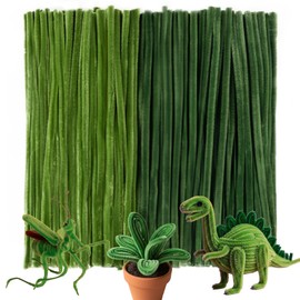 Caydo 200 piezas de limpiadores de tubo verdes, tallos de chenilla esponjosos gruesos, limpiadores de tubo para manualidades artísticas y artesanales, perfectos para hacer animales, flores y