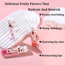 Vivipop Color Changing Lip Oil - Fruit Lip Oil Pack, 3pcs Magic Color-Changing Lip Glow Oil, Hydrating Lip Gloss for Dry Lip Care Makeup