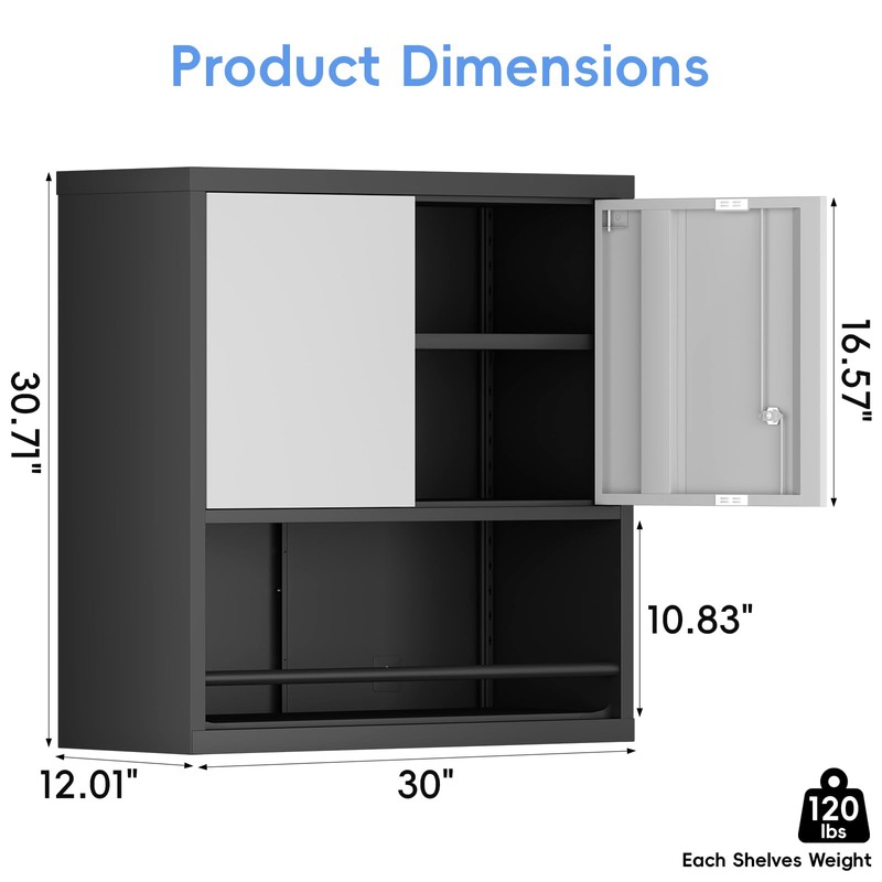 STEELIST Metal Cabinet Wall Mounted, Garage Storage Cabinet Heavy Duty,
