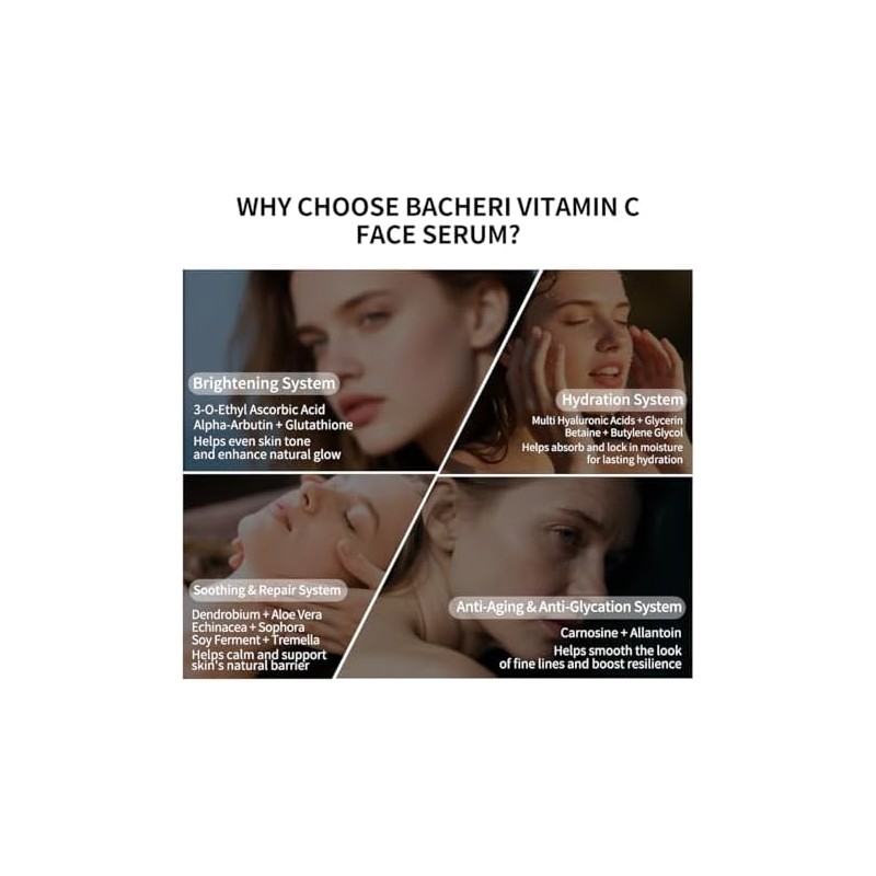 Sérum Facial De Vitamina C Con Glutatión, Ácido Hialurónico 4D