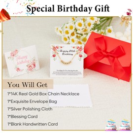 Poxtex Birthday Gifts for Women Sterling Silver Pearl Necklace for Her 20th 30th 40th 50th 60th 70th Trendy Simple 14K Real Gold Birthday Necklace Birthday Jewelry Gift for Mom Friend Daughter Lover,