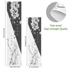 Black White Cherry Blossom Grip Tape Japanese Sakura Death Life Flower Skateboard Grip Tape 33x9 inch Non-Slip Sandpaper Tape, Grip Tape for Skateboard Longboard Roller Board Stair Treads