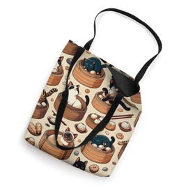 Chinese Dumplings Cats Pattern Dim Sum Cat Tote Bag