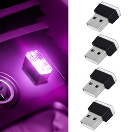 4 PCS USB LED Car Interior Atmosphere Lamp, Portable Mini Auto LED Decor Night Light, Plug-in USB Interface Ambient Lighting Kit, Universal Car Interior Accessories