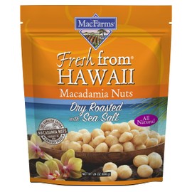 Macadamia Nuts | MacFarms Dry Roasted Macadamia Nuts 24 OZ (1 Pack) - Premium Roasted Nuts with Sea Salt Fresh From Hawaii, Sea Salt Flavored Healthy Snack