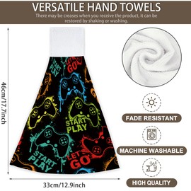 CIAIDU Gampad Gamer Hand Towels Hanging Kitchen Towels 2 PCS Dish Towel Fast Drying Hanging Tie Towels for Bathroom Home 12x17 Inch