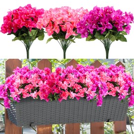 Lcuasc 6pcs Outdoor Faux Artificial Bougainvillea Flowers Realistic UV Resistant Flower for Outside Home Garden Planters Pots Front Porch Window Box Hanging Basket Decoration