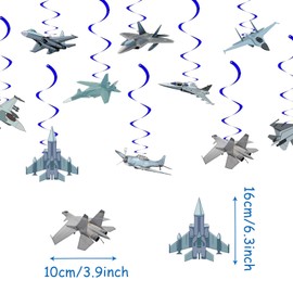 Fighter Jet Hanging Swirl Decorations – Airplane Party Supplies for Kids' Birthday, Aviation-Themed Events, Graduation, and Pilot Party Décor