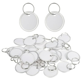 Key Tags, PATIKIL 30pcs Metal Rim Key Tags Blank Round Writable Paper Tags with Split Ring for Car Door Door Drawer Office,White