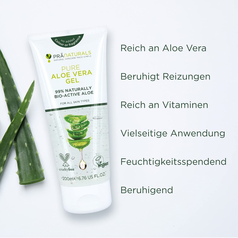 PraNaturals Aloe Vera Gel 200 ml, Natural Soothing & Nutritious
