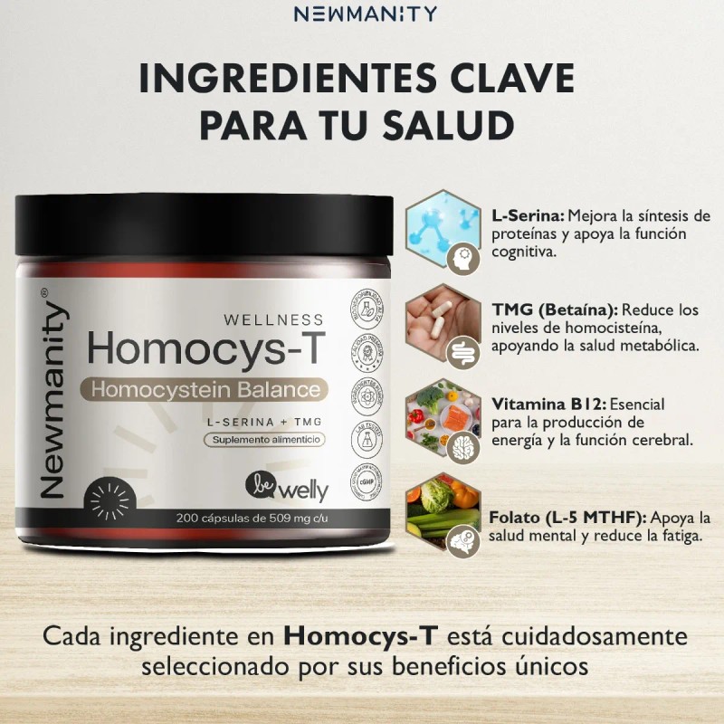 Homocys-t L-serina Tmg Betaina Newmanity 200 Caps Sin Sabor