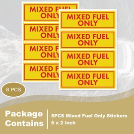 JLM MARINE 8PCS Mixed Fuel Only Stickers for Outdoor Fuel Power Equipment Cars Automotive Fuel Tanks Labels Trucks Tractors Fuel Cans Decals Waterproof