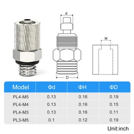 TAILONZ PNEUMATIC 4MM Tube OD x M4 Thread Straight Miniature Quick Release Couplings Locking Pneumatic Fittings PC4-M4 (Pack of 2)