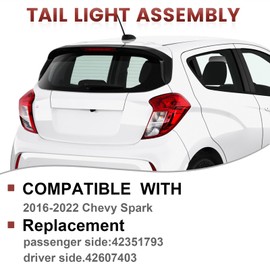 CONLLCON Tail Lights Assembly Compatible with 2016-2022 Chevy Spark OE Style Right Passenger Side Rear Light Taillights Replacement for 42351793