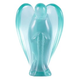 KYEYGWO Angel Gemstone Crystal Guardian Angel Statues, Pocket Angel Peace Angel Lucky Charm Reiki Fengshui Desk Ornaments 2.75" Glass