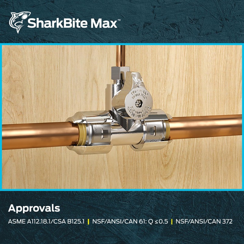 SharkBite Max 1/2 x 1/2 x 1/4 Inch Compression Tee