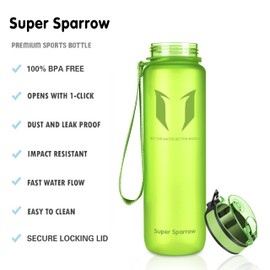 Super Sparrow Drinking Bottle - Tritan Water Bottle - 350 ml & 500 ml & 750 ml & 1000 ml - BPA-Free - Ideal Sports Bottle - Quick Water Flow, Sport, Water, Bike
