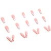 Carufin 24 Pieces Beautiful Rabbit Coffin False Nail Pink Gradual